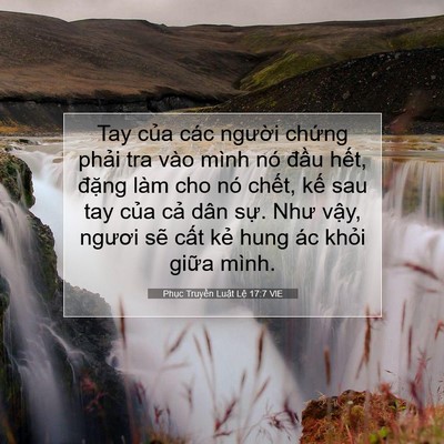 Picture 07 - Phục Truyền Luật Lệ 17:7 VIE - Tay của các người chứng phải tra vào - Bible Verse Picture