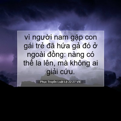 Picture 07 - Phục Truyền Luật Lệ 22:27 VIE - vì người nam gặp con gái trẻ đã hứa - Bible Verse Picture