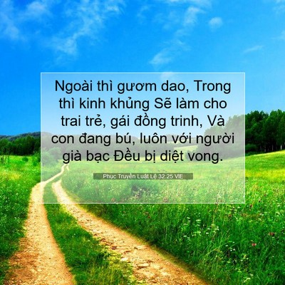Picture 07 - Phục Truyền Luật Lệ 32:25 VIE - Ngoài thì gươm dao, Trong thì kinh khủng - Bible Verse Picture