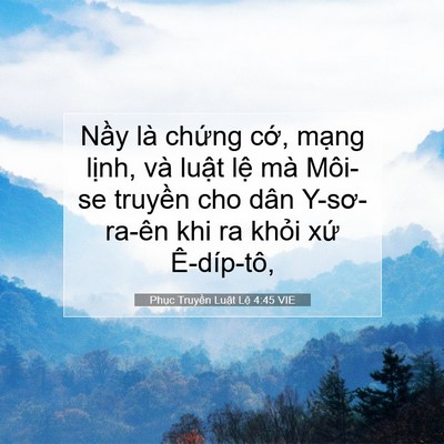 Picture 07 - Phục Truyền Luật Lệ 4:45 VIE - Nầy là chứng cớ, mạng lịnh, và luật - Bible Verse Picture