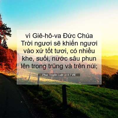 Picture 07 - Phục Truyền Luật Lệ 8:7 VIE - vì Giê-hô-va Đức Chúa Trời ngươi sẽ - Bible Verse Picture