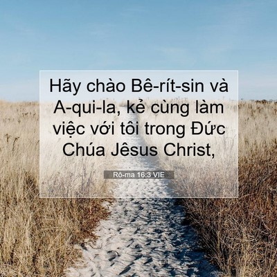 Picture 07 - Rô-ma 16:3 VIE - Hãy chào Bê-rít-sin và A-qui-la, kẻ cùng - Bible Verse Picture