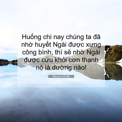 Picture 07 - Rô-ma 5:9 VIE - Huống chi nay chúng ta đã nhờ huyết - Bible Verse Picture