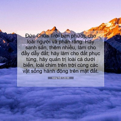 Picture 07 - Sáng Thế 1:28 VIE - Đức Chúa Trời ban phước cho loài - Bible Verse Picture