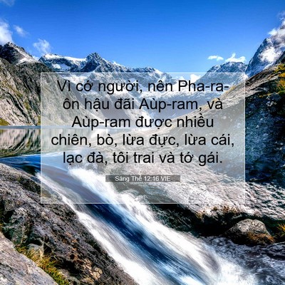 Picture 07 - Sáng Thế 12:16 VIE - Vì cớ người, nên Pha-ra-ôn hậu đãi - Bible Verse Picture