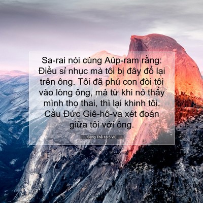 Picture 07 - Sáng Thế 16:5 VIE - Sa-rai nói cùng Aùp-ram rằng: Điều sỉ - Bible Verse Picture