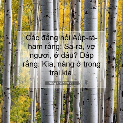 Picture 07 - Sáng Thế 18:9 VIE - Các đấng hỏi Aùp-ra-ham rằng: Sa-ra, - Bible Verse Picture