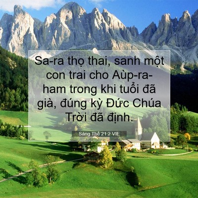 Picture 07 - Sáng Thế 21:2 VIE - Sa-ra thọ thai, sanh một con trai cho - Bible Verse Picture