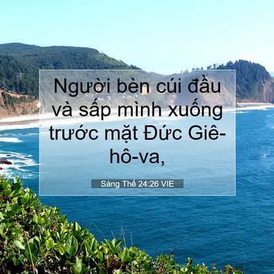 Picture 07 - Sáng Thế 24:26 VIE - Người bèn cúi đầu và sấp mình xuống - Bible Verse Picture