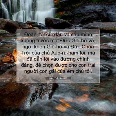 Picture 07 - Sáng Thế 24:48 VIE - Đoạn, tôi cúi đầu và sấp mình xuống - Bible Verse Picture
