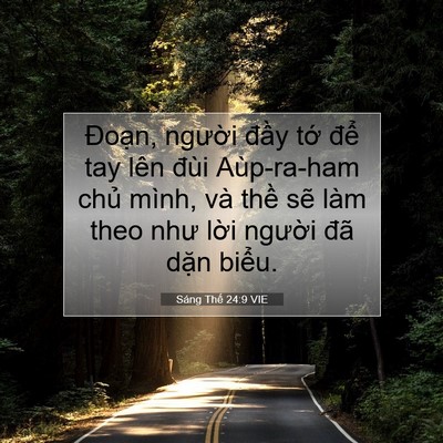 Picture 07 - Sáng Thế 24:9 VIE - Đoạn, người đầy tớ để tay lên - Bible Verse Picture