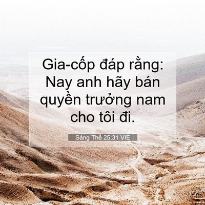 Picture 07 - Sáng Thế 25:31 VIE - Gia-cốp đáp rằng: Nay anh hãy bán quyền - Bible Verse Picture