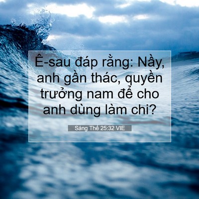 Picture 07 - Sáng Thế 25:32 VIE - Ê-sau đáp rằng: Nầy, anh gần thác, - Bible Verse Picture