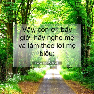 Picture 07 - Sáng Thế 27:8 VIE - Vậy, con ơi! bây giờ, hãy nghe mẹ và - Bible Verse Picture
