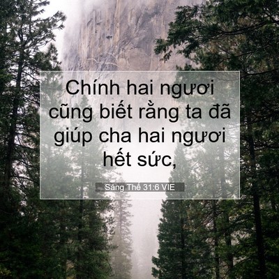 Picture 07 - Sáng Thế 31:6 VIE - Chính hai ngươi cũng biết rằng ta đã - Bible Verse Picture