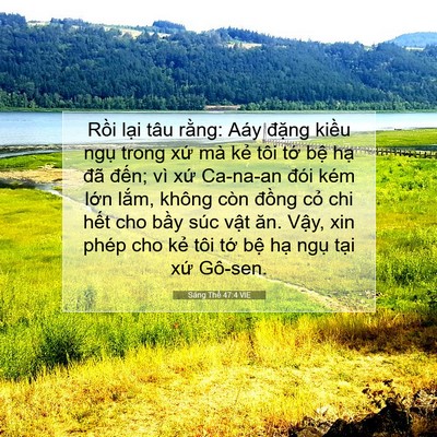 Picture 07 - Sáng Thế 47:4 VIE - Rồi lại tâu rằng: Aáy đặng kiều - Bible Verse Picture