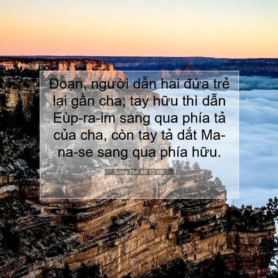 Picture 07 - Sáng Thế 48:13 VIE - Đoạn, người dẫn hai đứa trẻ lại - Bible Verse Picture