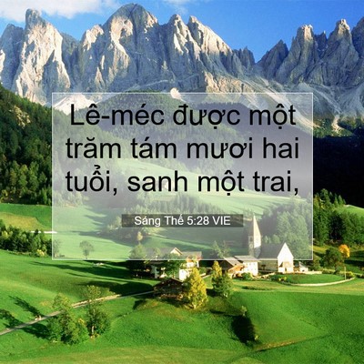 Picture 07 - Sáng Thế 5:28 VIE - Lê-méc được một trăm tám mươi hai - Bible Verse Picture