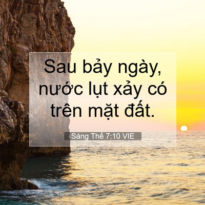 Picture 07 - Sáng Thế 7:10 VIE - Sau bảy ngày, nước lụt xảy có trên - Bible Verse Picture