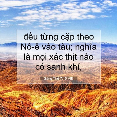 Picture 07 - Sáng Thế 7:15 VIE - đều từng cặp theo Nô-ê vào tàu; nghĩa - Bible Verse Picture