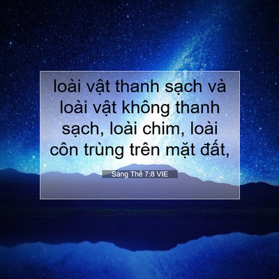 Picture 07 - Sáng Thế 7:8 VIE - loài vật thanh sạch và loài vật không - Bible Verse Picture
