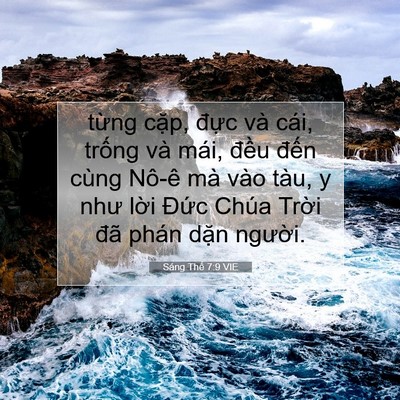 Picture 07 - Sáng Thế 7:9 VIE - từng cặp, đực và cái, trống và mái, - Bible Verse Picture