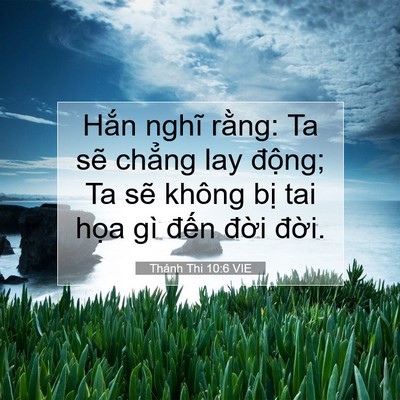 Picture 07 - Thánh Thi 10:6 VIE - Hắn nghĩ rằng: Ta sẽ chẳng lay động; - Bible Verse Picture