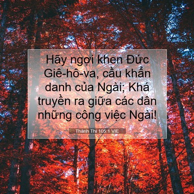 Picture 07 - Thánh Thi 105:1 VIE - Hãy ngợi khen Đức Giê-hô-va, cầu khẩn - Bible Verse Picture