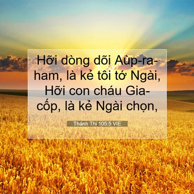 Picture 07 - Thánh Thi 105:5 VIE - Hỡi dòng dõi Aùp-ra-ham, là kẻ tôi tớ - Bible Verse Picture