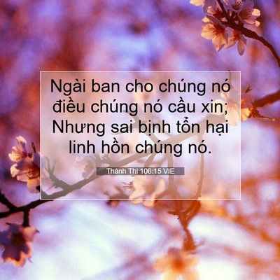 Picture 07 - Thánh Thi 106:15 VIE - Ngài ban cho chúng nó điều chúng nó cầu - Bible Verse Picture