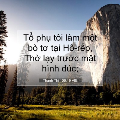 Picture 07 - Thánh Thi 106:19 VIE - Tổ phụ tôi làm một bò tơ tại - Bible Verse Picture