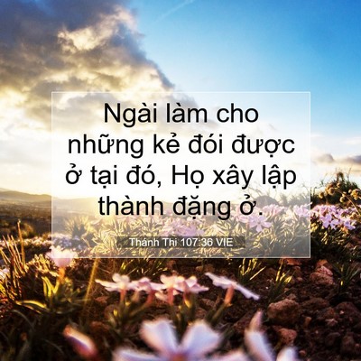 Picture 07 - Thánh Thi 107:36 VIE - Ngài làm cho những kẻ đói được ở - Bible Verse Picture