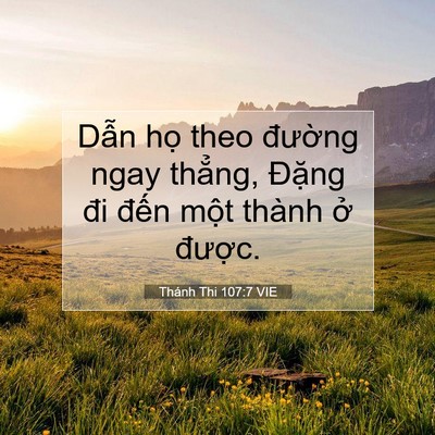 Picture 07 - Thánh Thi 107:7 VIE - Dẫn họ theo đường ngay thẳng, Đặng - Bible Verse Picture