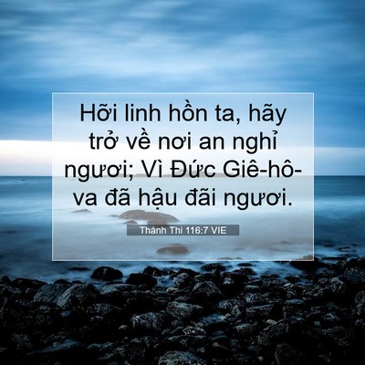 Picture 07 - Thánh Thi 116:7 VIE - Hỡi linh hồn ta, hãy trở về nơi an - Bible Verse Picture