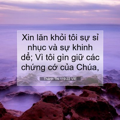 Picture 07 - Thánh Thi 119:22 VIE - Xin lăn khỏi tôi sự sỉ nhục và sự - Bible Verse Picture