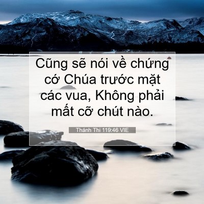 Picture 07 - Thánh Thi 119:46 VIE - Cũng sẽ nói về chứng cớ Chúa trước - Bible Verse Picture