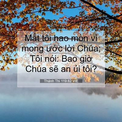Picture 07 - Thánh Thi 119:82 VIE - Mắt tôi hao mòn vì mong ước lời Chúa; - Bible Verse Picture
