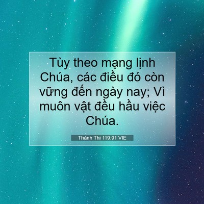 Picture 07 - Thánh Thi 119:91 VIE - Tùy theo mạng lịnh Chúa, các điều đó - Bible Verse Picture