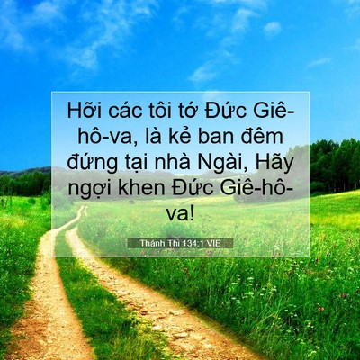 Picture 07 - Thánh Thi 134:1 VIE - Hỡi các tôi tớ Đức Giê-hô-va, là kẻ - Bible Verse Picture