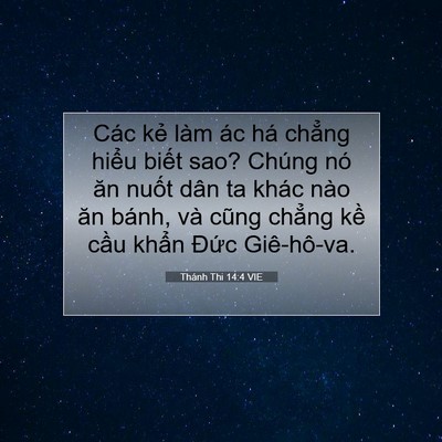 Picture 07 - Thánh Thi 14:4 VIE - Các kẻ làm ác há chẳng hiểu biết sao? - Bible Verse Picture