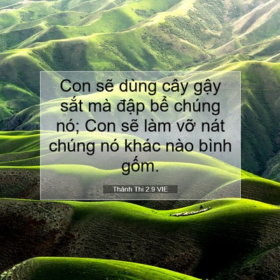 Picture 07 - Thánh Thi 2:9 VIE - Con sẽ dùng cây gậy sắt mà đập bể - Bible Verse Picture
