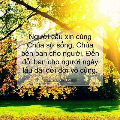 Picture 07 - Thánh Thi 21:4 VIE - Người cầu xin cùng Chúa sự sống, Chúa - Bible Verse Picture