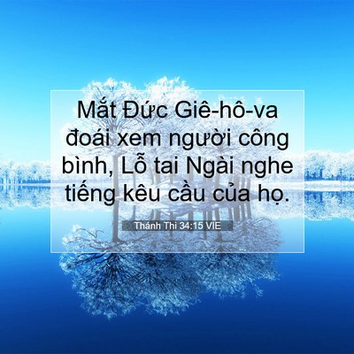 Picture 07 - Thánh Thi 34:15 VIE - Mắt Đức Giê-hô-va đoái xem người - Bible Verse Picture