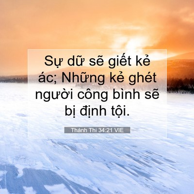 Picture 07 - Thánh Thi 34:21 VIE - Sự dữ sẽ giết kẻ ác; Những kẻ - Bible Verse Picture