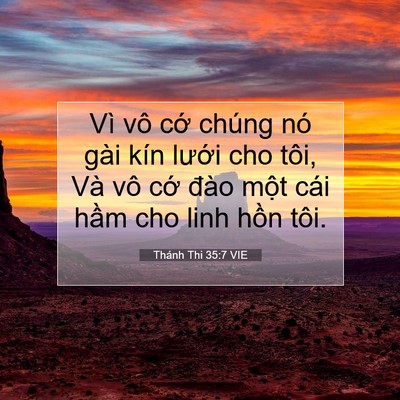 Picture 07 - Thánh Thi 35:7 VIE - Vì vô cớ chúng nó gài kín lưới cho - Bible Verse Picture