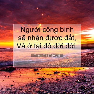 Picture 07 - Thánh Thi 37:29 VIE - Người công bình sẽ nhận được đất, - Bible Verse Picture