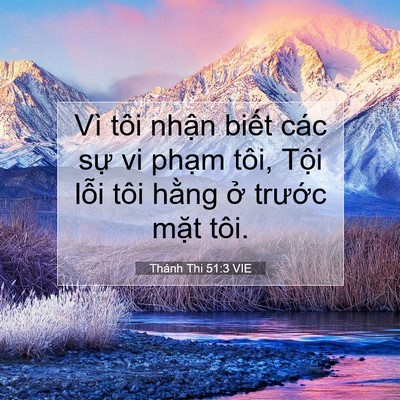 Picture 07 - Thánh Thi 51:3 VIE - Vì tôi nhận biết các sự vi phạm tôi, - Bible Verse Picture