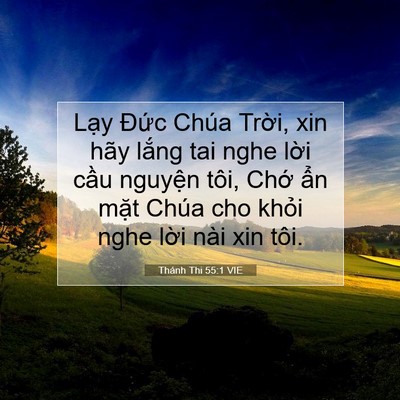 Picture 07 - Thánh Thi 55:1 VIE - Lạy Đức Chúa Trời, xin hãy lắng tai - Bible Verse Picture
