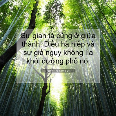 Picture 07 - Thánh Thi 55:11 VIE - Sự gian tà cũng ở giữa thành; Điều - Bible Verse Picture