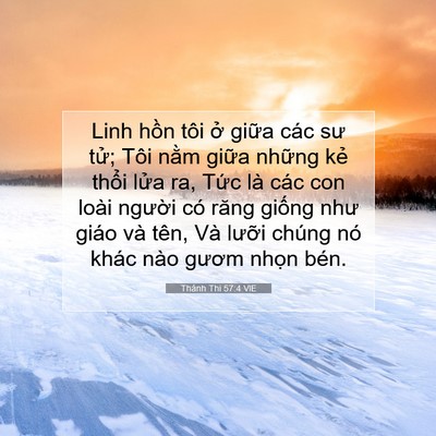 Picture 07 - Thánh Thi 57:4 VIE - Linh hồn tôi ở giữa các sư tử; Tôi - Bible Verse Picture
